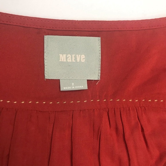 Maeve Anthropology Orange Button Down Size 2 - Picture 3 of 6